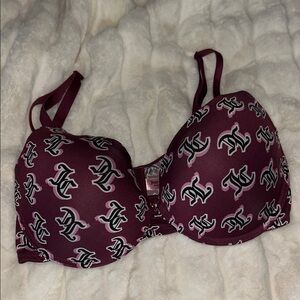 Juicy Couture Maroon and Pink Bra with Logo Design 38 DD